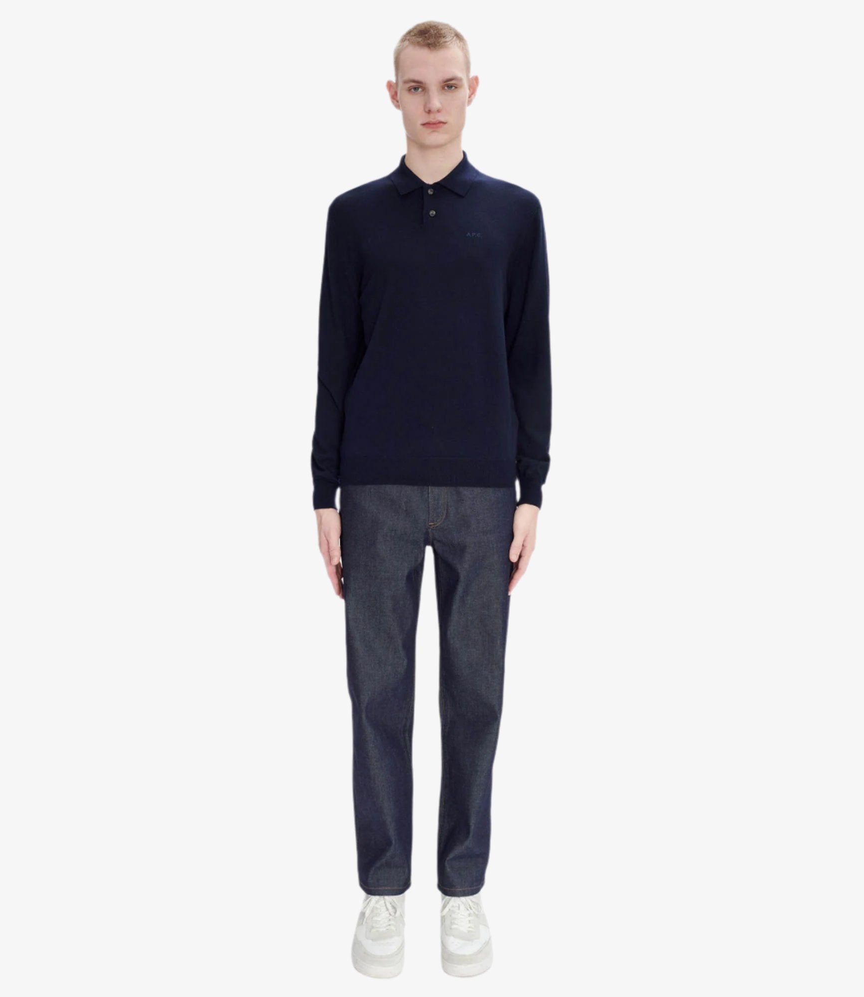 Tシャツ・カットソー A.P.C. Jacob Logo Polo Shirt Dark Navy WVAWMH23324IAK WVAWMH Jacob Logo polo shirt | Italian Merino wool | A.P.C. Ready