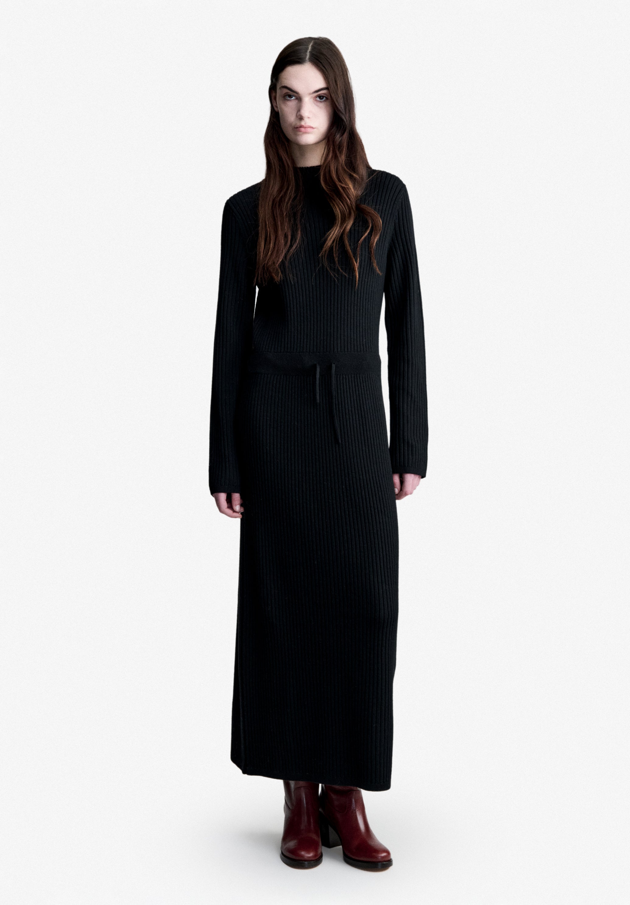 A.P.C. Aimee Dress - Long black wool dress