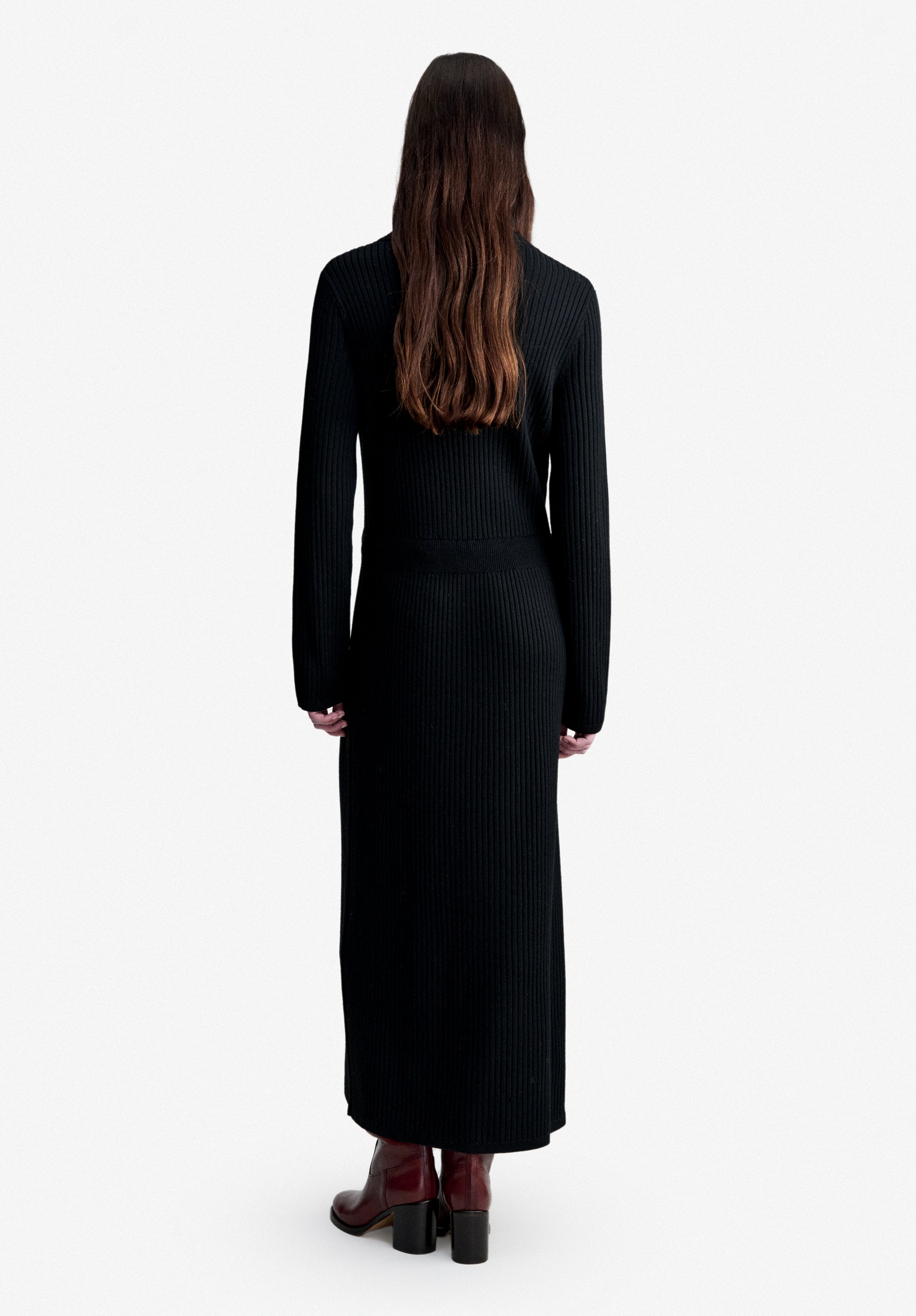 A.P.C. Aimee Dress - Long black wool dress