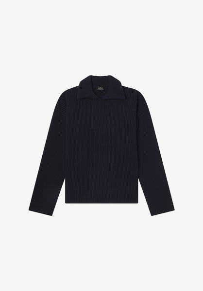 Wide-rib sweater with spread collar | Knitwear | A.P.C. Ready-to-Wear