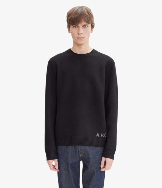 イ*カ様 美品 A.P.C. ブラック ニット セーター Edward sweater | Timeless two-tone thick felted wool | A.P.C.