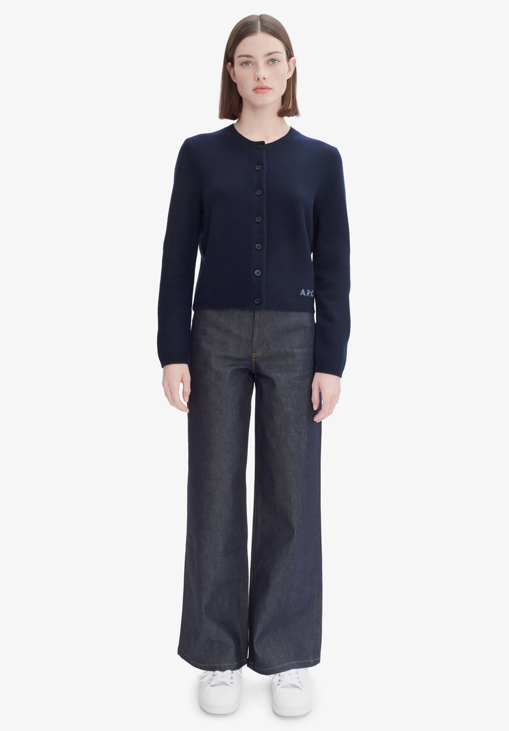 Mila cardigan | Two-colour thick felted wool collection | A.P.C.