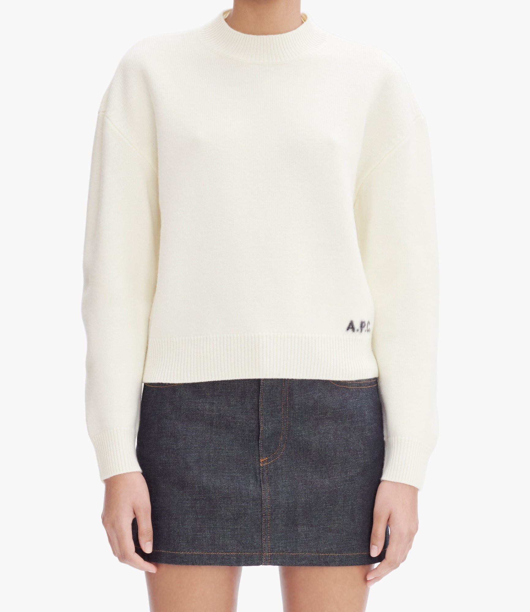 【送料&関税込】A.P.C. Alols Cotton Crew-neck Sweater Esther sweater | Two-colour thick felted wool collection