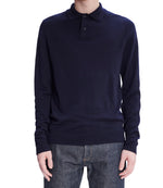 【関税込み】A.P.C. ネイビー Jerry ポロシャツ Jerry polo shirt - Knit polo in Italian Merino wool - A.P.C.