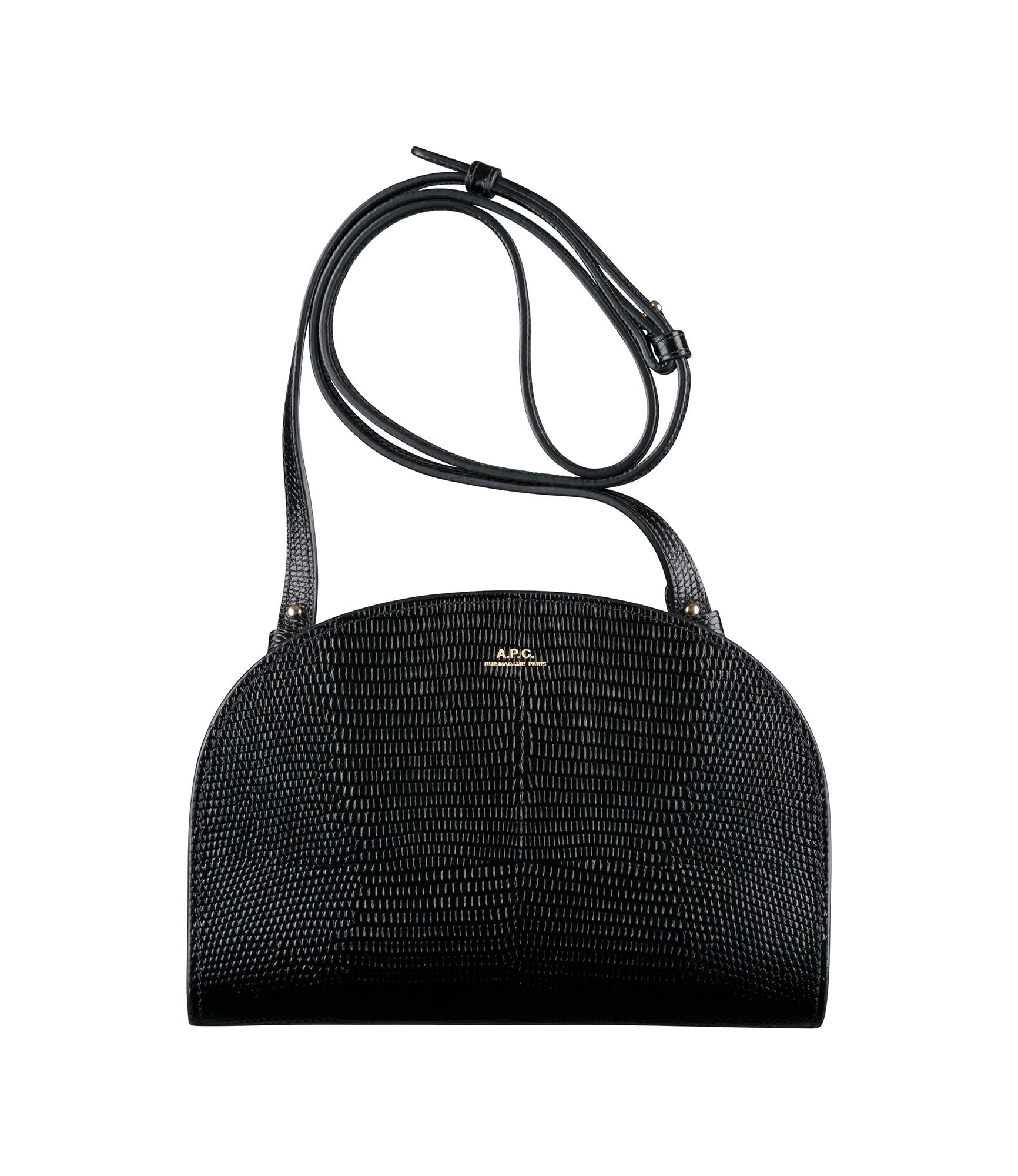 Black Leather Demi Lune Shopper